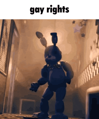 a picture of bonnie from five nights at freddy 's with the words gay rights above it