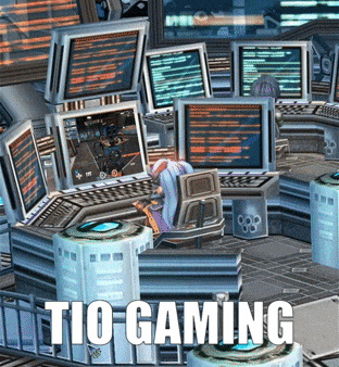 a bunch of computer monitors with the words tio gaming in the corner