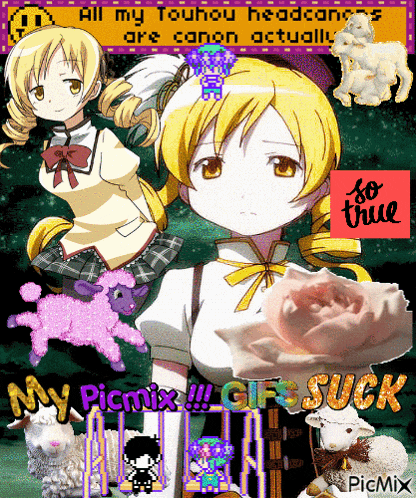 a picture of a girl with the words " all my touhou headcanons are canon actually " on the top