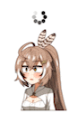 a cartoon girl with long brown hair and a ponytail is looking up at a loading screen .