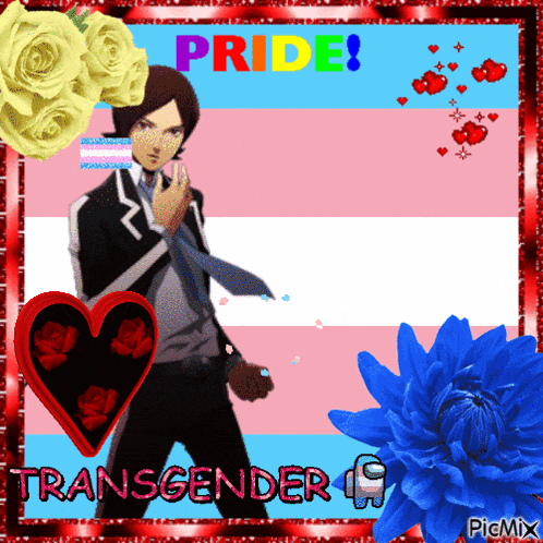 a picture of a man with the words pride transgender among us