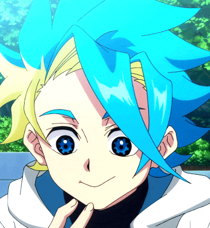 a close up of a person with blue hair