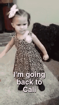 a little girl in a leopard print dress is dancing in a living room .