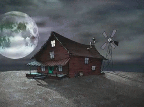 Courage The Cowardly Dog House GIF - Courage The Cowardly Dog House Moon GIFs