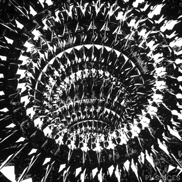 a black and white photo of a circular pattern with the words plsnices on the bottom right