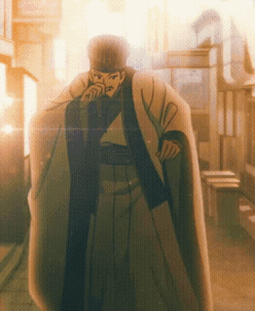 a drawing of a man wearing a cape with a beard