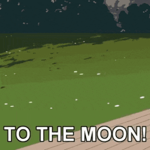 a cartoon of a naked dog with a skull mask smoking a cigarette and the words to the moon