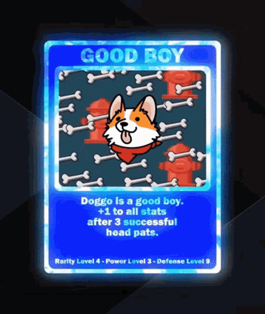 a card that says good boy on it with a dog on it