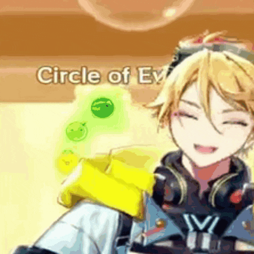 a cartoon character with the words circle of ev on the top