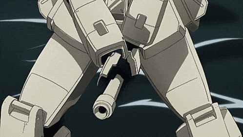 a drawing of a robot with a cannon attached to its leg