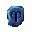 a blue bead with the letter p written on it .