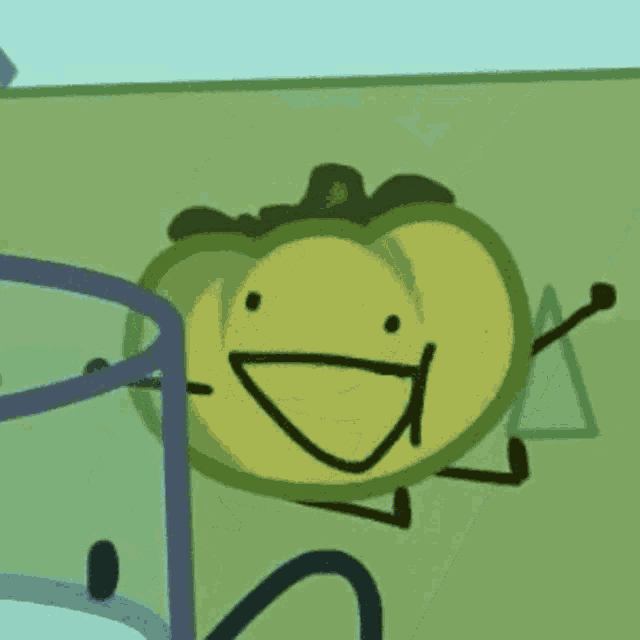 a close up of a cartoon character 's face with a letter d on it .