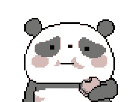 a pixel art of a panda bear eating a hamburger .