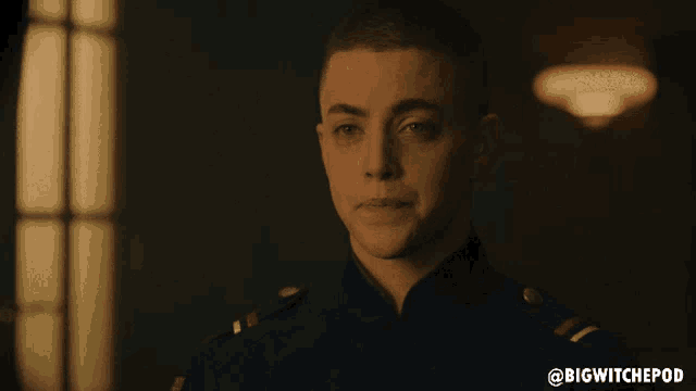 a man in a blue uniform says yes ma am