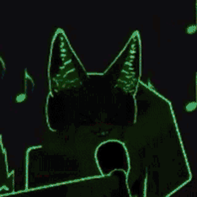a cat wearing headphones is singing into a microphone .
