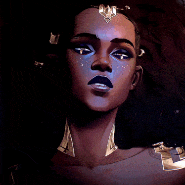 a close up of a woman 's face with a tiara on her head