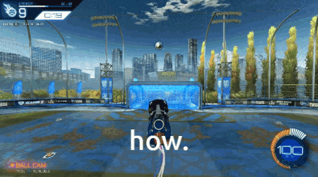 a rocket league game is being played with the words how on the screen