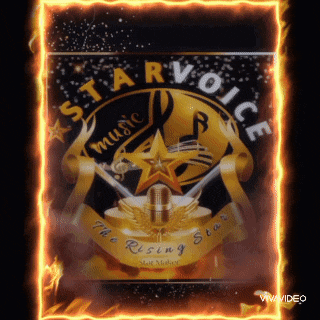 a poster for star voice music shows a star and music notes