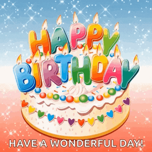 a happy birthday card with a cake and candles on it