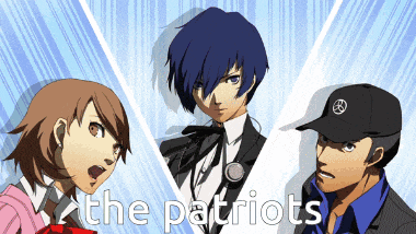 a group of people standing next to each other with the words " the patriots " written on the bottom