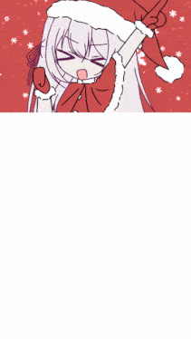a drawing of a girl wearing a santa hat and pointing