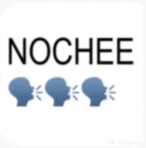 the word nochee is on a white background with two heads
