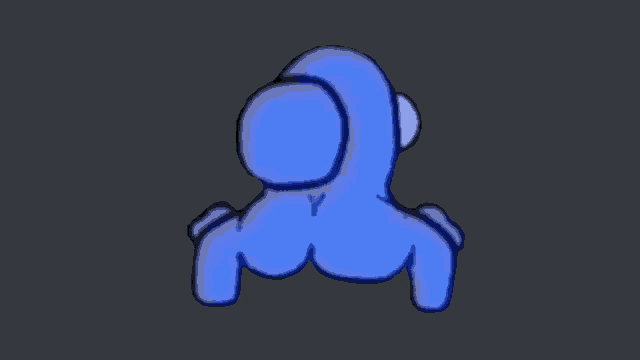 a drawing of a blue among us character with the letter y on the back