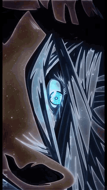 a close up of a person 's eye with a blue pupil