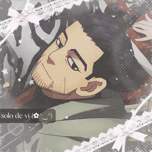 a picture of a man with a beard is surrounded by lace and hearts with the words " lo de vi " below him
