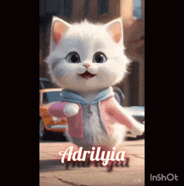 a cartoon cat with the name adrilyia on it
