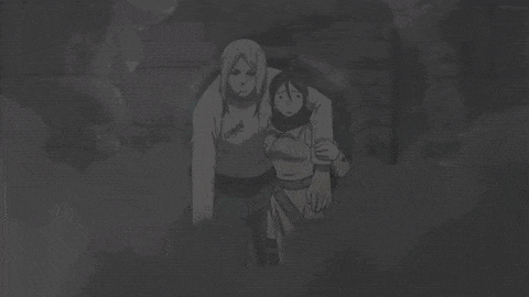 a man and a woman are standing next to each other with u-umm black star written on the bottom