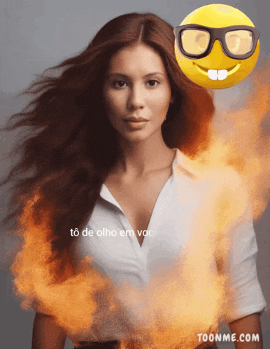 a woman wearing glasses and a smiley face with the website toonme.com in the bottom right corner