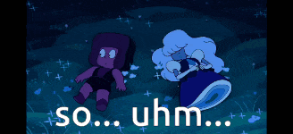 a cartoon of ruby and sapphire with the words so uhm below them