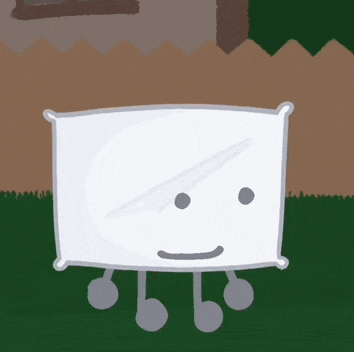 a cartoon drawing of a pillow with a face on it