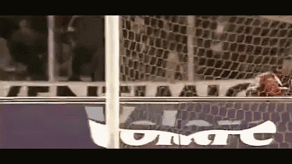 a soccer goalie stands behind a fence with a banner that says jonart on it
