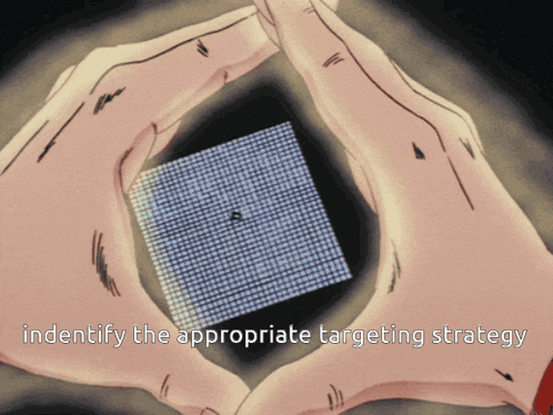 a person holding a cube in their hands with the words " in identify the appropriate targeting strategy " below it