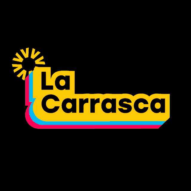 a colorful logo for la carrasco with a sun in the background