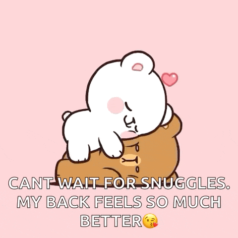 a cartoon of a teddy bear hugging another teddy bear on a pink background