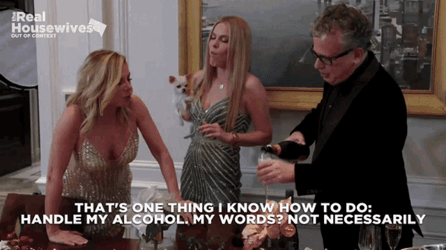 a real housewives advertisement shows a man pouring a glass of champagne