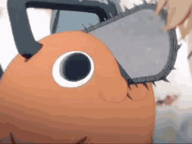 a cartoon character with a chainsaw on its head .