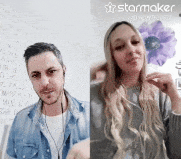 a man and a woman are on a starmaker video together