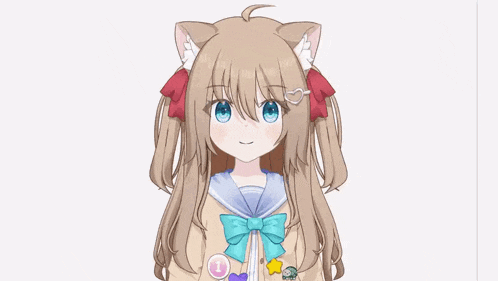 a girl with cat ears is wearing a sailor suit