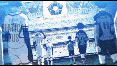 a group of soccer players are standing in front of a screen that says " elatica lupus "