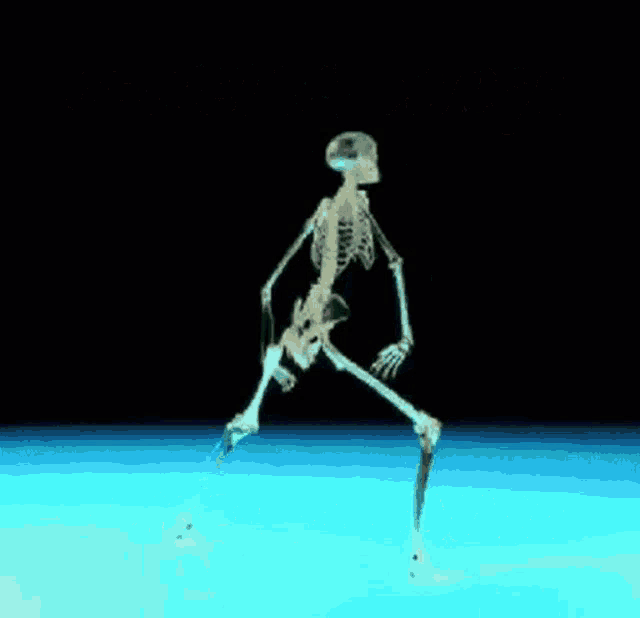 a skeleton is dancing on a blue background with the words ceifeiro danca written on the bottom