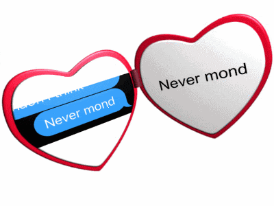 a heart shaped mirror with the words never mond on it