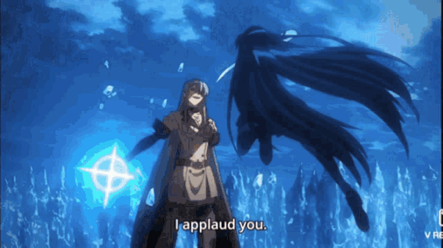 a cartoon character says " i applaud you " in front of another character