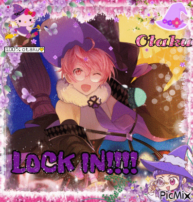 a picture of a girl in a witch costume with the words lock in written on it