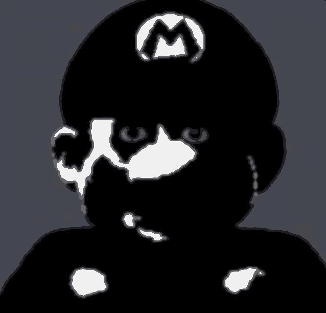 a silhouette of a person wearing a mario hat