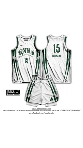 the front and back of a white and green basketball uniform with the number 15 on it .