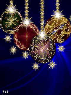 a blue background with christmas decorations and sys written on the bottom